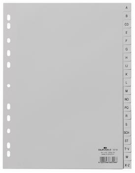 DURABLE 651010 A-Z Register A4 gepr&auml;gte Taben A-Z 20tlg. aus PP volldeckend 20-Stk. grau