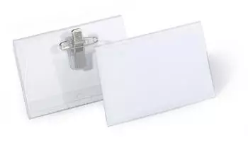 DURABLE 810119 Namensschild mit Kombiklemme 90x54mm Kunststoff Packung 50-Stk. transparent