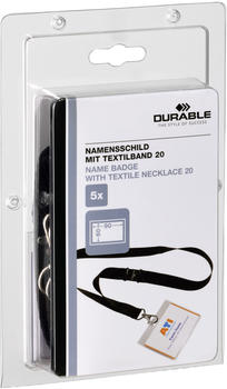 DURABLE 860001 Namensschild 60x90mm + Textilband 5-Stk.