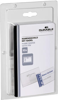DURABLE 860419 Namensschild + Nadel 54x90mm transparent Packung 10-Stk.
