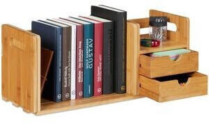 Relaxdays Tisch-Organizer 2 Fächer und 2 Schubladen braun (10024609)