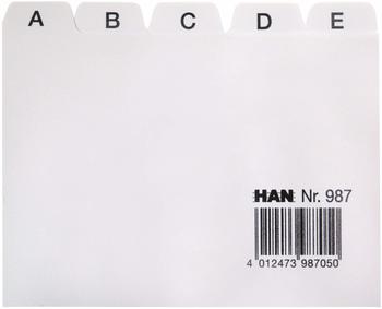 HAN Karteikartenregister 987 A7 quer für Karteikästen grau 25-tlg.