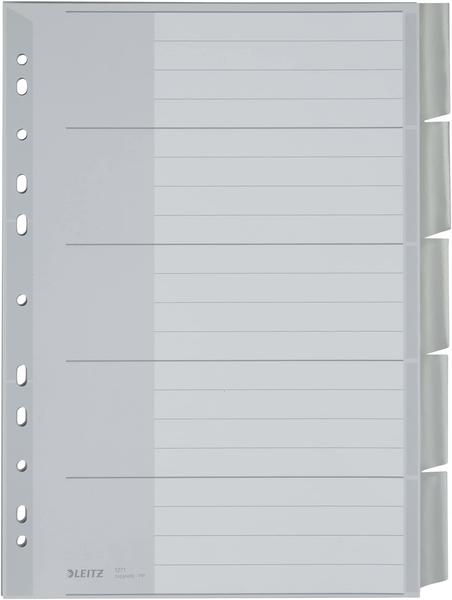 Leitz Register A4 Überbreite blanko Kunststoff 5-teilig grau mit Fenstertaben (1271-00-85)