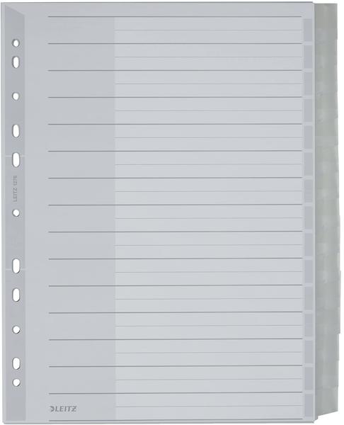 Leitz Register A4 Überbreite blanko Kunststoff 15-teilig grau mit Fenstertaben (1276-00-00)