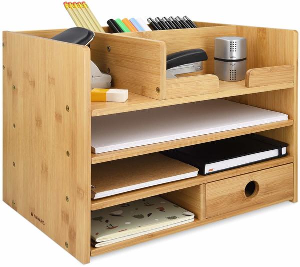 Navaris Tisch-Organizer 6 Fächer und 1 Schublade braun ( 52359.01)