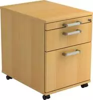 Hammerbacher Rollcontainer 58cm 1 Schub 1 H&auml;ngeregistratur Schloss Chromgriff Buche