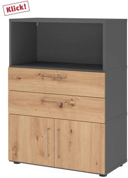 HJH Office Kombischrank FlexWall 3OH graphit/asteiche (VFW38K1KG/G/R/BS)