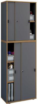 VCM Schiebeschrank SALIA 5 Fächer 60x183 cm anthrazit Honig Eiche (920806)