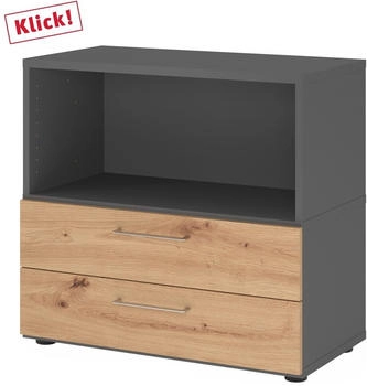 HJH Office Regal FlexWall 2 Schübe 2OH graphit/asteiche (VFW28S2KG/G/R/BS)
