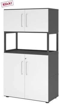 HJH Office Kombischrank FlexWall 4OH graphit/weiß (VFW48K5RG/G/W/BS)