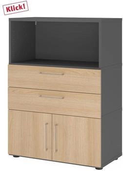 HJH Office Kombischrank FlexWall 3OH graphit/eiche (VFW38K1KG/G/E/BS)