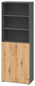 EUROKRAFT Regal 6OH Türen 3OH graphit/Asteiche (V968T3/G/R/BS)