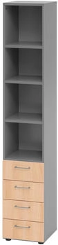 EUROKRAFT Regal 6OH 4 Schübe graphit/Eiche (V964S4/G/E/BS)