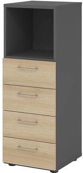 EUROKRAFT Regal 3OH 4 Schübe graphit/Eiche (V934S4/G/E/BS)