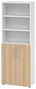 EUROKRAFT Regal 6OH Türen 3OH weiß/Eiche (V968T3/W/E/BS)
