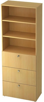 EUROKRAFT Kombi-Schrank 2 Fachböden 3 Hängeregistraturschübe Buche / Buche (826027)