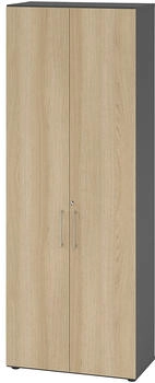 EUROKRAFT Regal 6OH Türen graphit/Eiche (V968T6/G/E/BS)