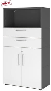 HJH Office Kombischrank FlexWall 4OH graphit/weiß (VFW48K2KG/G/W/BS)