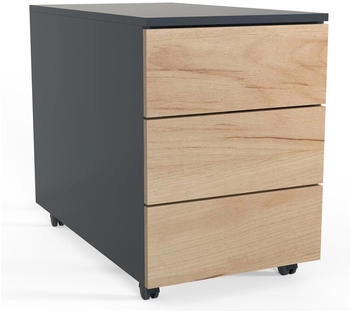 VCM Dalosa Rollcontainer 3 Auszüge 39,0 x 70,0 x 55,0 cm anthrazit eiche (918330)