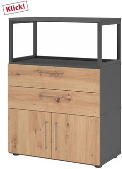 HJH Office Kombischrank FlexWall 3OH 1offen graphit/asteiche (VFW38K1RG/G/R/BS)