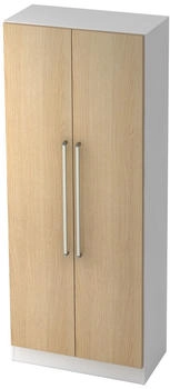 HJH Office Schrank Solid 5OH 80x42x200,4cm Griff weiß/Eiche (7100/W/E/CE)