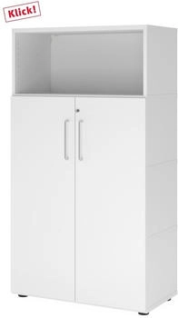 HJH Office Regal FlexWall Türen 4OH weiß/weiß (VFW48T3KG/W/W/BS)