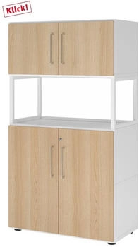 HJH Office Kombischrank FlexWall 4OH weiß/eiche (VFW48K5RG/W/E/BS)