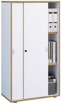 VCM Schiebet&uuml;renschrank Salia Holz abschlie&szlig;bar 60 x 110 x 37cm wei&szlig; (920736)