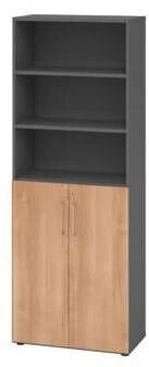 EUROKRAFT Regal 6OH Türen 3OH graphit/Nussbaum (V968T3/G/N/BS)