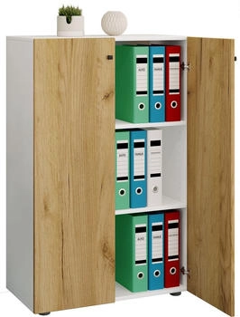 VCM B&uuml;roschrank mit 3 F&auml;chern Aktenschrank mit Dreht&uuml;ren Ma&szlig;e ca. 70 x H. 110 x 40 cm Lona 3-Fach (919579)