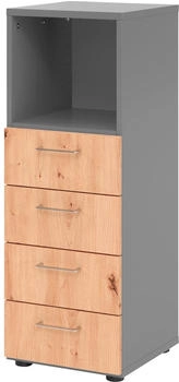 EUROKRAFT Regal 3OH 4 Schübe graphit/Asteiche (V934S4/G/R/BS)