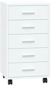 vidaXL Schubladenschrank mit 5 Schubladen auf Rollen Hochglanz-Wei&szlig; Holzwerkstoff (342673)