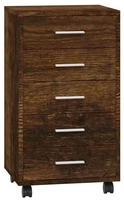 vidaXL Schubladenschrank mit Rollen R&auml;uchereiche Holzwerkstoff
