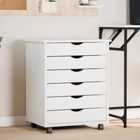 vidaXL Rollschrank mit Schubladen MOSS Wei&szlig; Massivholz Kiefer