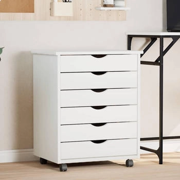 vidaXL Rollschrank mit Schubladen MOSS Wei&szlig; Massivholz Kiefer (355892)
