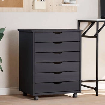 vidaXL Rollschrank mit Schubladen MOSS Grau Massivholz Kiefer (355893)