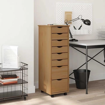 vidaXL Rollschrank mit Schubladen MOSS Massivholz Kiefer Honigbraun (355894)