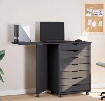 vidaXL Rollschrank mit Schreibtisch MOSS Grau Massivholz Kiefer (9839.355902)