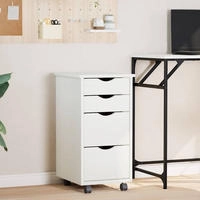 vidaXL Rollschrank mit Schubladen MOSS Wei&szlig; Massivholz Kiefer