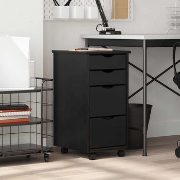vidaXL Rollschrank mit Schubladen MOSS Schwarz Massivholz Kiefer (4015792)
