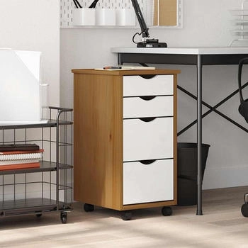 vidaXL Rollschrank mit Schubladen MOSS Honigbraun Massivholz Kiefer (4015793)