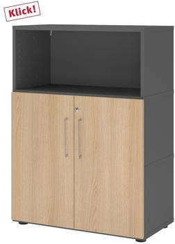 HJH Office Regal FlexWall Türen 3OH graphit/eiche (VFW38T2KG/G/E/BS)
