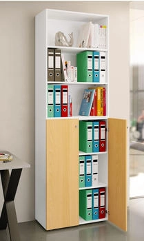 VCM Aktenschrank Holzwerkstoff 4 F&auml;cher 70x220x39 cm wei&szlig; Buche (919153)