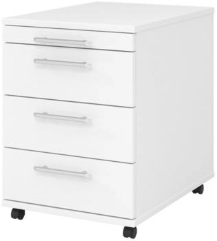 bümö Rollcontainer basic Bürocontainer mit 3 Schubladen mit Relinggriff weiß (BU-1606-W-W-RE)