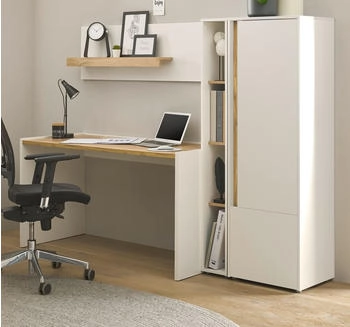 Furn.Design Büromöbel Set: Schreibtisch Aktenschrank Regal 213 cm X 155 cm weiß (GE6269-30)