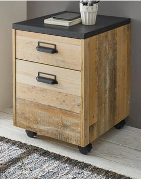 Furn.Design Rollcontainer Metall Schubladen Rechteckig 47x60x51 cm Eiche anthrazit (800001013331)