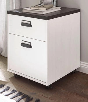 Furn.Design Rollcontainer Schreibtisch Container Soft-Close Pinie Stove 47 cm X 60 cm weiß (800001013330)