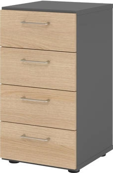bümö smart Schubladen Schrank 4 Schübe graphit/Eiche (BU-924S4-G-E-BS)