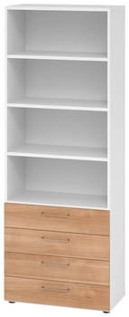 bümö smart Schubladen Regal 4 Schübe weiß/Nussbaum (BU-968S4-W-N-BS)