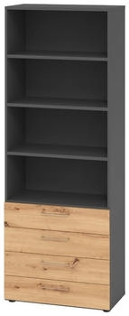 bümö Regal graphit Wildeiche Nachbildung 3 Fächer 80x215.6x42 cm (BU-968S4-G-R-BS)